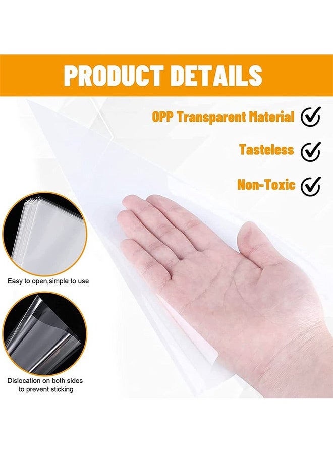 150 Pcs 7x14.6 Inch Cone Cellophane Treat Bags with Gold Twist Ties Clear Snack Wrapping Bags for Birthday Party Candy Popcorn Snack Wraps DIY Handmade Gifts Eid Celebrations - Image 4
